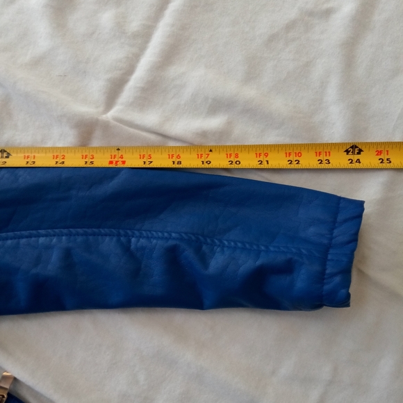 SayWhat? Leather Blue Jacket Polyester Zippered - Picture 10 of 11